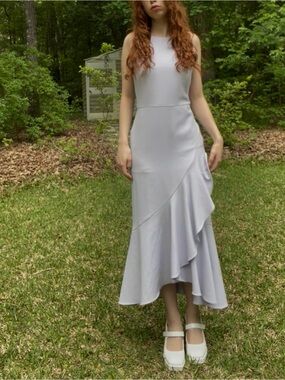 Elegant Halter Lavender Ruffle Hem Dress
